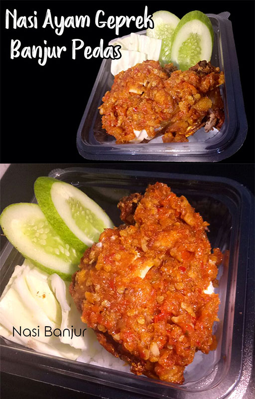 Paket Nasi Ayam Geprek Banjur Pedas
