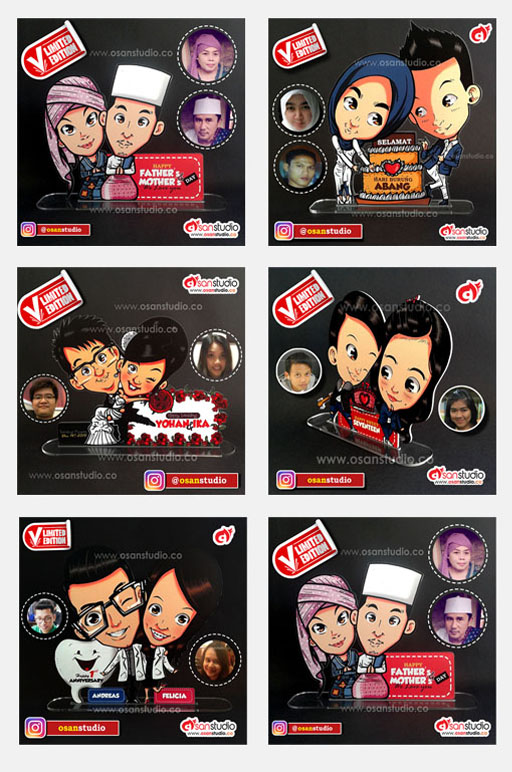  Paket Karikatur Chibi Dicetak Plakat Akrilik