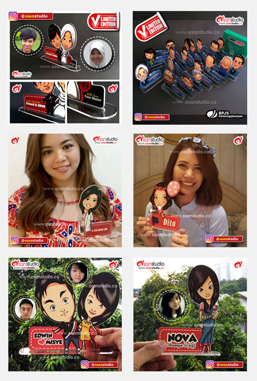  Paket Karikatur Chibi Dicetak Plakat Akrilik